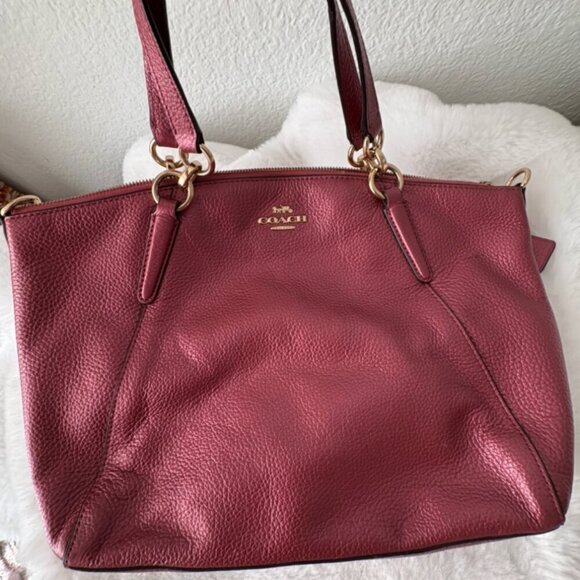 EUC COACH Mini Kelsey Pebble Leather Satchel Crossbody Shoulder Bag Rose $250 - Picture 6 of 9